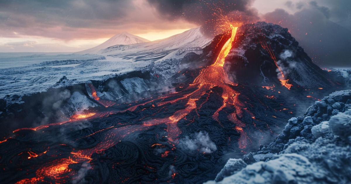 Серия извержений вулкана Фаградальсфьядль в Исл...