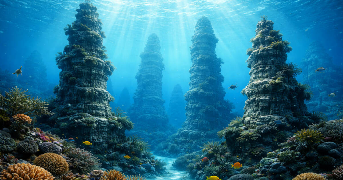 По дну Атлантики прошёл аппарат и снял на фото уникальные известняковые башни Гидротермальное поле «Потерянный город» на глуб...