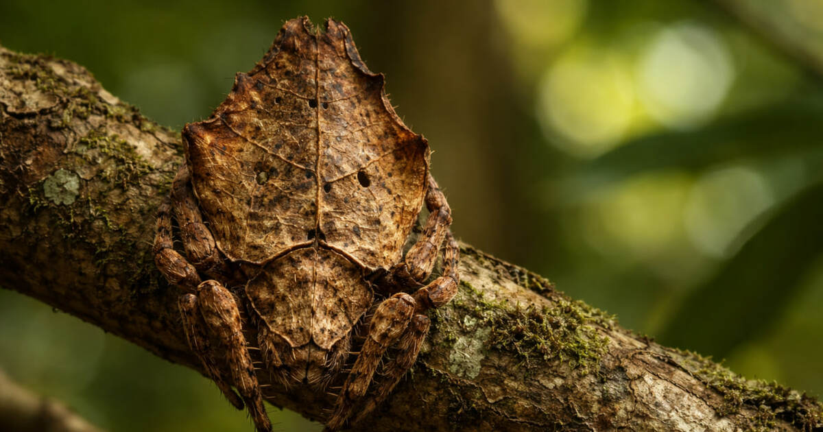 Во Вьетнаме живет необычный паук, принимающий форму листа и питающийся паутиной Паук Poltys mouhoti из Юго-Восточной Азии извес...