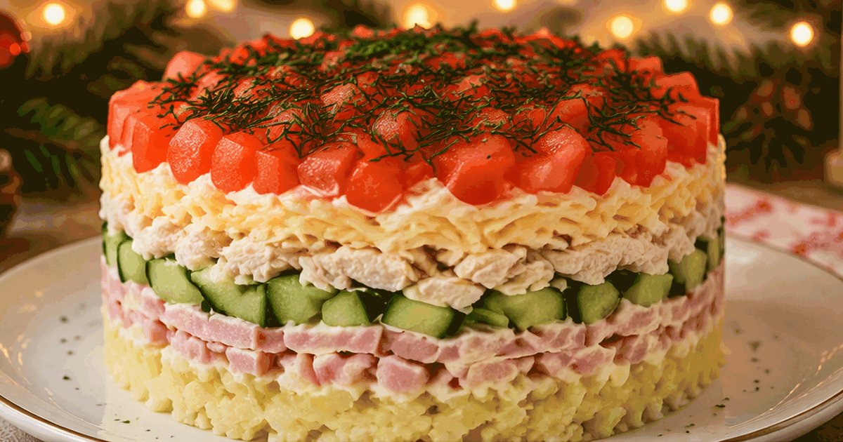 Не шуба и не оливье: в моде салат «Русская краса» — нежный и вкусный, не остается ни крошки Салат «Русская краса» на Новый год с курицей, в...
