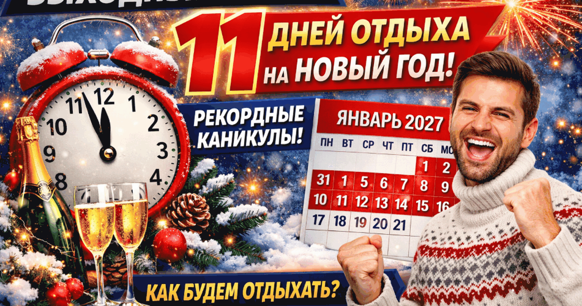 Выходные 2027 уже известны: 11 дней отдыха на Н...