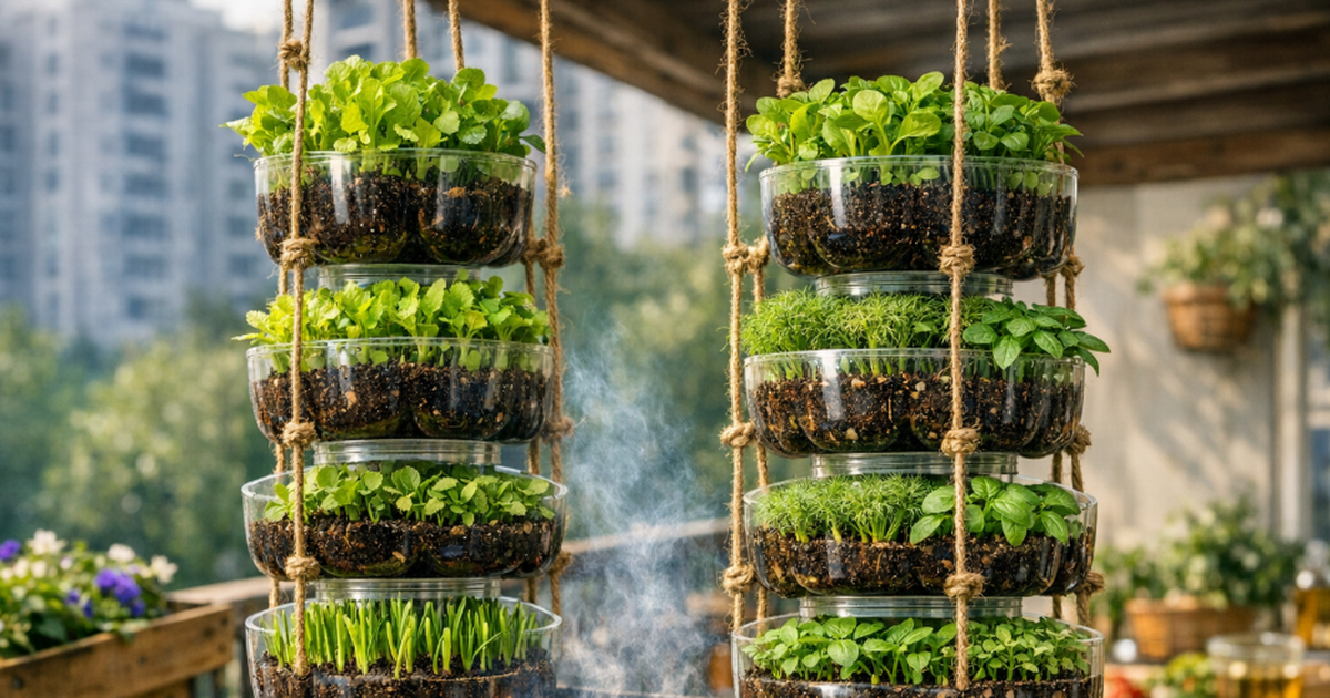 Пластиковые бутылки теперь в тренде: как сделать вертикальные грядки на балконе Вертикальные грядки из пластиковых бутылок: тре...