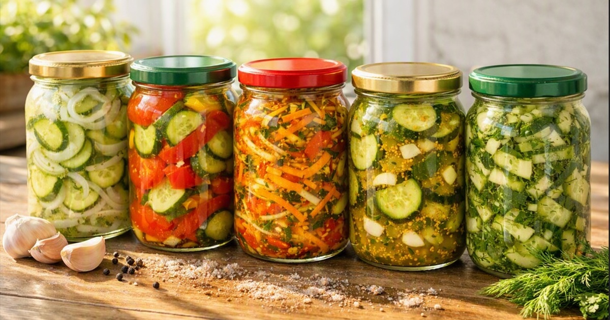 Когда огурцы уже некуда девать: 5 салатов на зиму - рецепты на любой вкус Пять рецептов позволяют переработать даже больш...