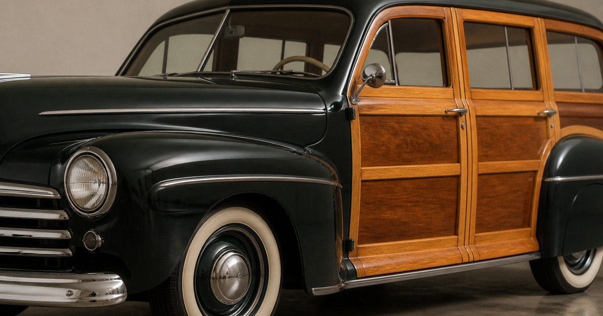 На аукцион выставили универсал Ford 1946 года с деревянным кузовом На аукцион выставлен универсал Ford 1946 года с...