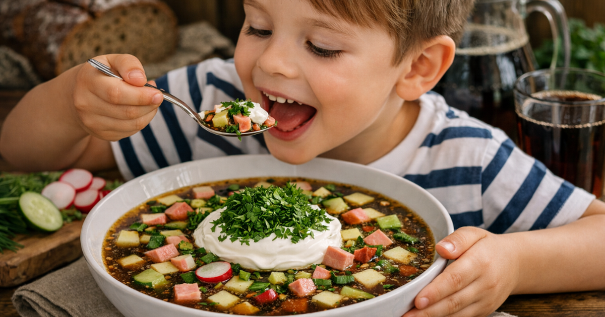 Окрошка на квасе, которая всегда получается иде...