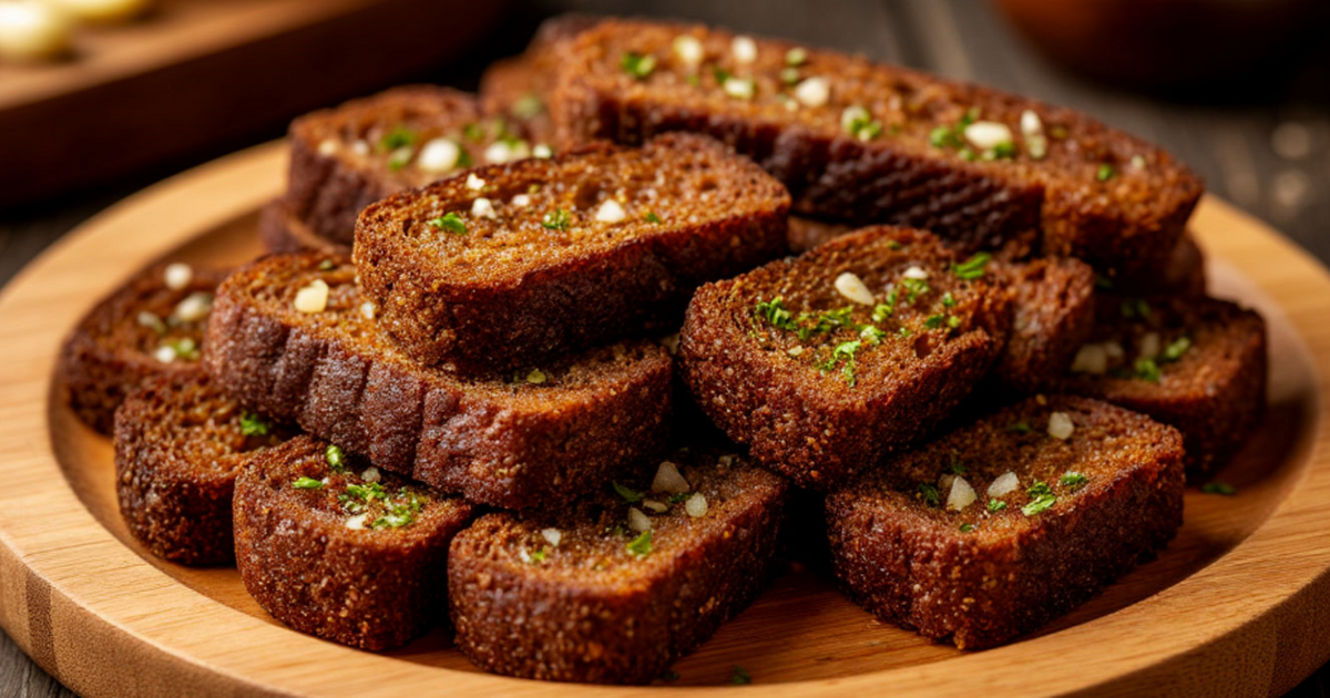 Хрустящие гренки с чесноком из чёрного хлеба — ...