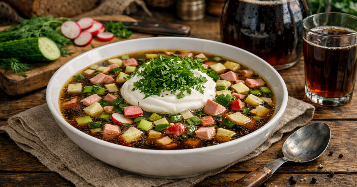 Попробовав раз, не забудете: окрошка на квасе с секретом идеальной текстуры Настоящая окрошка на квасе: вкус, как в детстве...