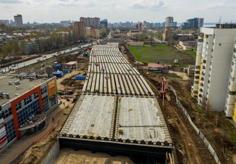 В Самаре смонтировали 149 балок путепровода из 298 на улице Ново-Садовой