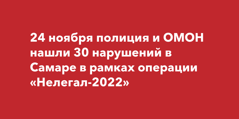 24 ноября полиция и ОМОН нашли 30 нарушений в Самаре в рамках операции